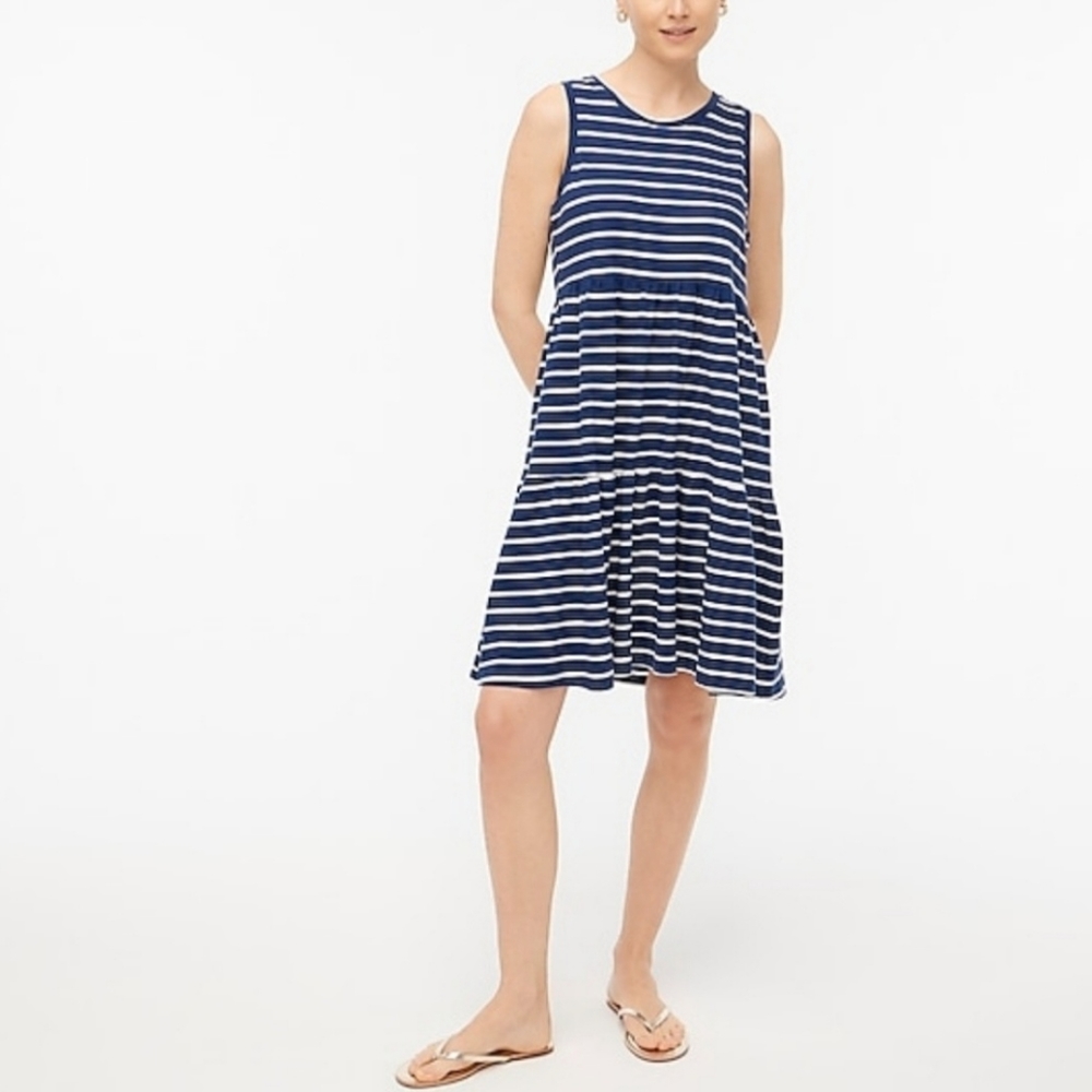 J Crew striped knit tiered mini dress
